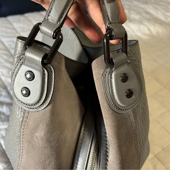 Coach Gray leather and Suede large handbag - Picture 15 of 16